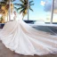 Luxury / Gorgeous Champagne Wedding Dresses 2018 Ball Gown Appliques Lace Beading Tassel Crystal Pearl Rhinestone Sequins Off-The-Shoulder Backless Sleeveless Royal Train Wedding