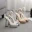 Sexy Doré Club de carnaval Faux Diamant T-Strap Sandales Femme 2021 15 cm Talons Épais Peep Toes / Bout Ouvert Sandales Talons Hauts