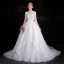 Schöne Weiß Brautkleider 2018 Ballkleid Schaltflächen Mit Spitze Pailletten Off Shoulder 3/4 Ärmel Kapelle-Schleppe Hochzeit