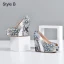 Unusual Street Wear Snakeskin Print Womens Sandals 2021 Leather Waterproof 11 cm Wedges Open / Peep Toe Sandals