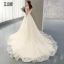 Luxury / Gorgeous Champagne Wedding Dresses 2018 A-Line / Princess Beading Tassel Appliques Lace Scoop Neck Backless Short Sleeve Cathedral Train Wedding