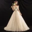 Elegant Champagne Brudekjoler 2018 Ballkjole Beading Perle Kjæreste Ryggløse Uten Ermer Feie Tog Bryllup