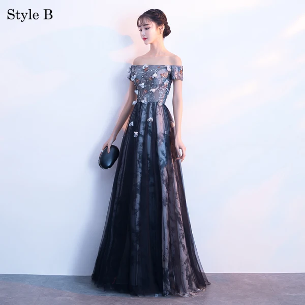 Chic / Beautiful Black Evening Dresses 2018 A-Line / Princess Appliques Lace Flower Crystal Sequins Off-The-Shoulder Sleeveless Backless Floor-Length / Long Formal Dresses