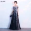 Chic / Beautiful Black Evening Dresses  2018 A-Line / Princess Appliques Lace Flower Crystal Sequins Off-The-Shoulder Sleeveless Backless Floor-Length / Long Formal Dresses
