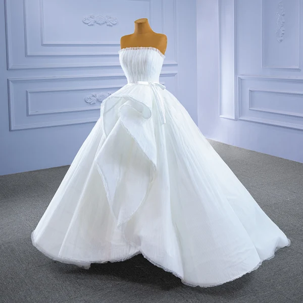 High End Weiß Fallende Rüsche Brautkleider / Hochzeitskleider 2021 Ballkleid Rüschen Bandeau Ärmellos Rückenfreies Lange Hochzeit