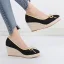 Chic / Beautiful Ocean Blue Street Wear Braid Bow Womens Shoes 2021 7 cm Wedges Platform Pointed Toe Sandals