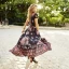 Bohemia Black Summer Casual Maxi Dresses 2018 A-Line / Princess Printing V-Neck Short Sleeve Tea-length Womens Clothing
