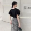 Mode Noire Noeud Robe De Bal 2021 Princesse V-Cou Manches Courtes Longue Promo Robe De Ceremonie