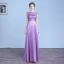 Chic / Belle Lilas Robe De Soirée 2018 Princesse En Dentelle Fleur Ceinture Encolure Dégagée Dos Nu Sans Manches Longue Robe De Ceremonie