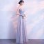 Elegant Grey Evening Dresses  2018 A-Line / Princess Glitter Tulle Spaghetti Straps Backless Sleeveless Floor-Length / Long Formal Dresses