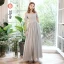 Modest / Simple Grey Graduation Dresses 2021 A-Line / Princess Scoop Neck Backless Floor-Length / Long Bridesmaid Short Sleeve Formal Dresses