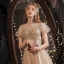 Charmant Doré Étoile Paillettes Robe De Bal 2021 Princesse Col Haut Perlage Manches Courtes Dos Nu Noeud Longue Promo Robe De Ceremonie