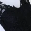 Chic / Beautiful Black Evening Dresses  2017 A-Line / Princess V-Neck Crossed Straps Tea-length Appliques Sleeveless Lace Tulle Evening Party