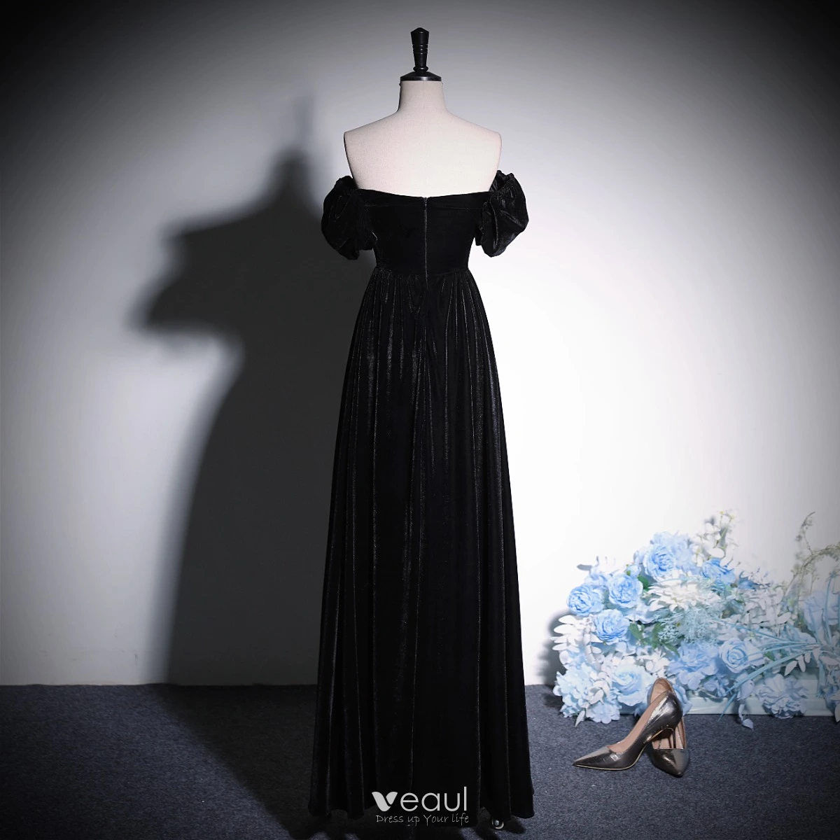 2023 Open Back High Split Elegant Velvet Evening Dress Women's Fashion Dress