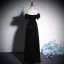 Chic / Beautiful Black Velvet Evening Dresses 2023 A-Line / Princess Off-The-Shoulder Short Sleeve Backless Floor-Length / Long Evening Party Formal Dresses