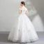 Amazing / Unique White Wedding Dresses 2018 Ball Gown Lace Appliques Rhinestone Off-The-Shoulder Backless Short Sleeve Floor-Length / Long Wedding