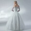 Affordable White Wedding Dresses 2018 A-Line / Princess Lace Flower Off-The-Shoulder Backless 1/2 Sleeves Floor-Length / Long Wedding