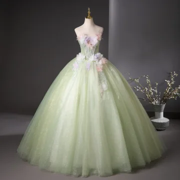 Classy Sage Green Beading Appliques Sequins Prom Dresses 2025 Ball Gown Strapless Sleeveless Backless Floor Length Long Prom Formal Dresses