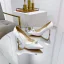 Élégant Ivoire Soie Satin Perle Chaussure De Mariée 2021 8 cm Talons Aiguilles À Bout Pointu Mariage Escarpins Talons Hauts
