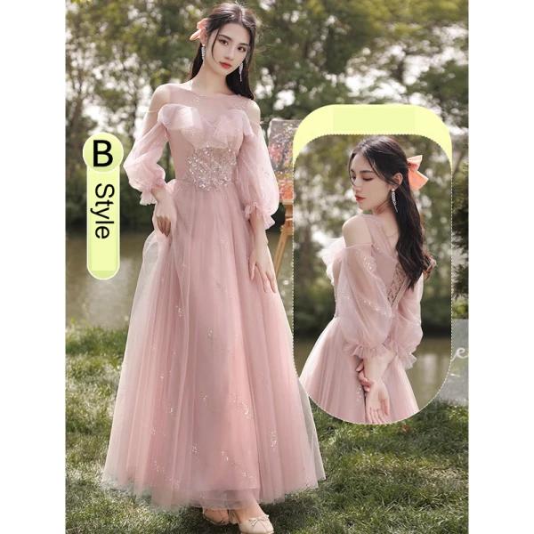 Chic / Beautiful Blushing Pink Bridesmaid Dresses 2021 A-Line / Princess Scoop Neck Beading Rhinestone Sequins Short Sleeve Backless Floor-Length / Long Bridesmaid Wedding Party Dresses