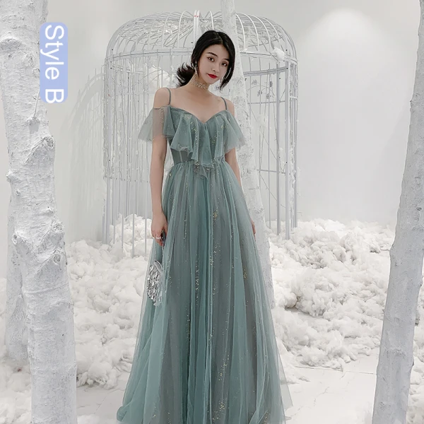 Chic / Beautiful Green Sequins Bridesmaid Dresses 2021 A-Line / Princess Spaghetti Straps Short Sleeve Backless Floor-Length / Long Bridesmaid Wedding Party Dresses