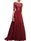 Modest / Simple Navy Blue Maxi Dresses 2018 A-Line / Princess Lace Sash Scoop Neck 1/2 Sleeves Floor-Length / Long Womens Clothing