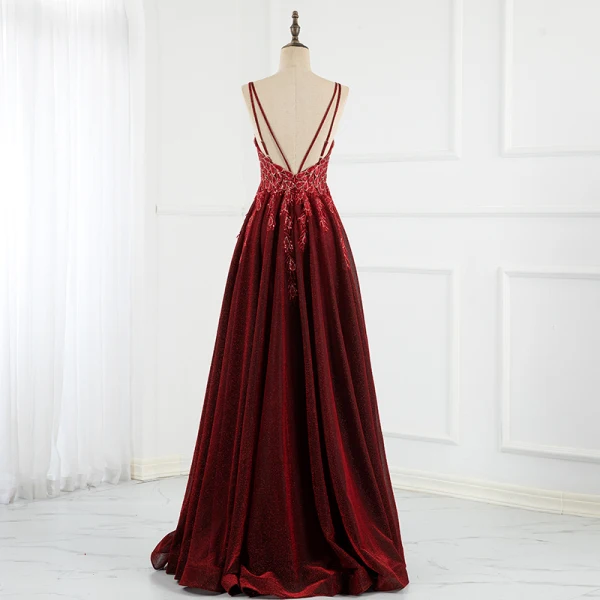 Sparkly Charming Burgundy Prom Dresses Evening Dresses 2021 A-Line / Princess Spaghetti Straps Beading Sequins Sleeveless Sparkly Charming Burgundy Prom Dresses Evening Dresses 2021 A-Line / Princess Spaghetti Straps Beading Sequins Sleeveless