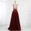 Scintillantes Charmant Bordeaux Robe De Bal Robe De Soirée 2021 Princesse Bretelles Spaghetti Perlage Paillettes Sans Manches Dos Nu Longue Promo Robe De Ceremonie