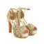 Sexy Silber Abend Pailletten Sandalen Damen 2021 Knöchelriemen 12 cm Thick Heels Peeptoes Sandaletten Hochhackige