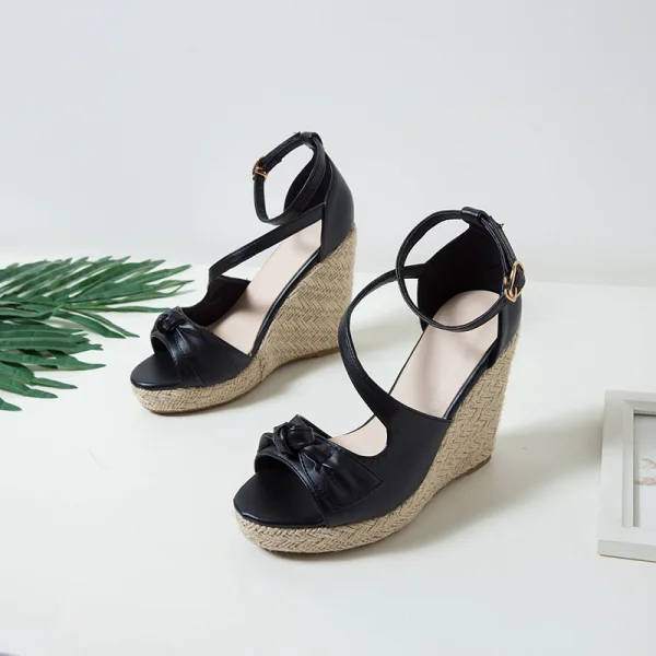 Fashion Yellow Street Wear Waterproof Womens Sandals 2021 Ankle Strap 11 cm Platform Wedges Open / Peep Toe Sandals