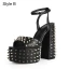 Inhabituel Noire Rivet Club de carnaval Sandales Femme 2021 Bride Cheville 15 cm Talons Épais Imperméables Peep Toes / Bout Ouvert Sandales Talons Hauts