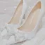 Charmant Ivoire Chaussure De Mariée 2021 Cuir Perle Faux Diamant Noeud 10 cm Talons Aiguilles À Bout Pointu Mariage Escarpins Talons Hauts