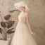 Mode Champagne Stranden Bröllopsklänningar 2018 Prinsessa Plisserad Spets Blomma Beading Tassel Urringning Halterneck Ärmlös Chapel Train Bröllop