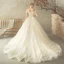 Elegant Champagne Wedding Dresses 2018 Ball Gown Lace Sequins Off-The-Shoulder Backless Short Sleeve Chapel Train Wedding