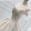 Luxury / Gorgeous Champagne Wedding Dresses 2018 Ball Gown Beading Lace Flower Crystal Pearl Rhinestone Sequins Off-The-Shoulder Backless Short Sleeve Royal Train Wedding