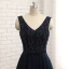 Chic / Beautiful Evening Dresses  2017 A-Line / Princess Beading Bow Crossed Straps Backless V-Neck Sleeveless Floor-Length / Long Evening Party