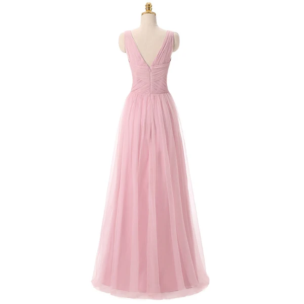 Chic / Beautiful Bridesmaid Dresses 2017 A-Line / Princess Ruffle V-Neck Sleeveless Floor-Length / Long Bridesmaid