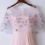 Chic / Beautiful Blushing Pink Evening Dresses  2017 Trumpet / Mermaid Lace Flower Artificial Flowers Scoop Neck Zipper Up 1/2 Sleeves Ankle Length Evening Party