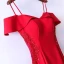Sexy Red Evening Dresses  2017 Trumpet / Mermaid Lace Flower Crystal Sequins Zipper Up Off-The-Shoulder Spaghetti Straps Short Sleeve Ankle Length Evening Party