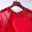 Chic / Beautiful Red Evening Dresses  2017 Trumpet / Mermaid Flower Lace Sequins Beading Scoop Neck Zipper Up Short Sleeve Ankle Length Evening Party