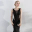 Chic / Beautiful Black Evening Dresses  2017 Trumpet / Mermaid Beading Scoop Neck Zipper Up Sleeveless Backless Floor-Length / Long Evening Party