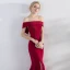 Chic / Beautiful Red Evening Dresses  2017 Trumpet / Mermaid Appliques Crossed Straps Split Front Off-The-Shoulder Sleeveless Floor-Length / Long Evening Party