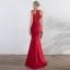 Chic / Beautiful Red Evening Dresses  2017 Trumpet / Mermaid Lace Beading Sequins V-Neck Zipper Up at Side Sleeveless Floor-Length / Long Evening Party