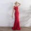 Chic / Beautiful Red Evening Dresses  2017 Trumpet / Mermaid Beading Scoop Neck Zipper Up Backless Sleeveless Floor-Length / Long Evening Party
