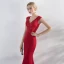 Chic / Beautiful Red Evening Dresses  2017 Trumpet / Mermaid Beading Sequins V-Neck Zipper Up Sleeveless Floor-Length / Long Evening Party