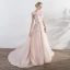 Elegant Pearl Pink Evening Dresses  2017 A-Line / Princess Artificial Flowers Pearl Bow Scoop Neck Crossed Straps Backless Sleeveless Court Train Evening Party