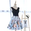 Chic / Beautiful Homecoming Graduation Dresses 2017 A-Line / Princess Printing Bow V-Neck Crossed Straps Sleeveless Short