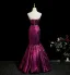 Sexy Purple Rhinestone Evening Dresses  2025 Trumpet / Mermaid Strapless Sleeveless Backless Floor-Length / Long Formal Dresses