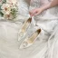 Fashion Ivory Lace Flower Bow Wedding Shoes 2021 Leather 8 cm Stiletto Heels Pointed Toe Wedding Pumps High Heels