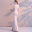 Sexy Pearl Rosa Abendkleider 2018 Meerjungfrau Perlenstickerei Strass Gespaltete Front V-Ausschnitt Rückenfreies Ärmellos Lange Festliche Kleider